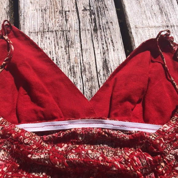 Red boho cotton summer dress - Picture 9 of 9